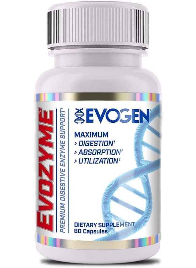 Evogen Nutrition إيفوزيم دعم إنزيم الهضم المتميز بروتياز لاكتاز قوة عالية استعادة 60 حصة - Image 1