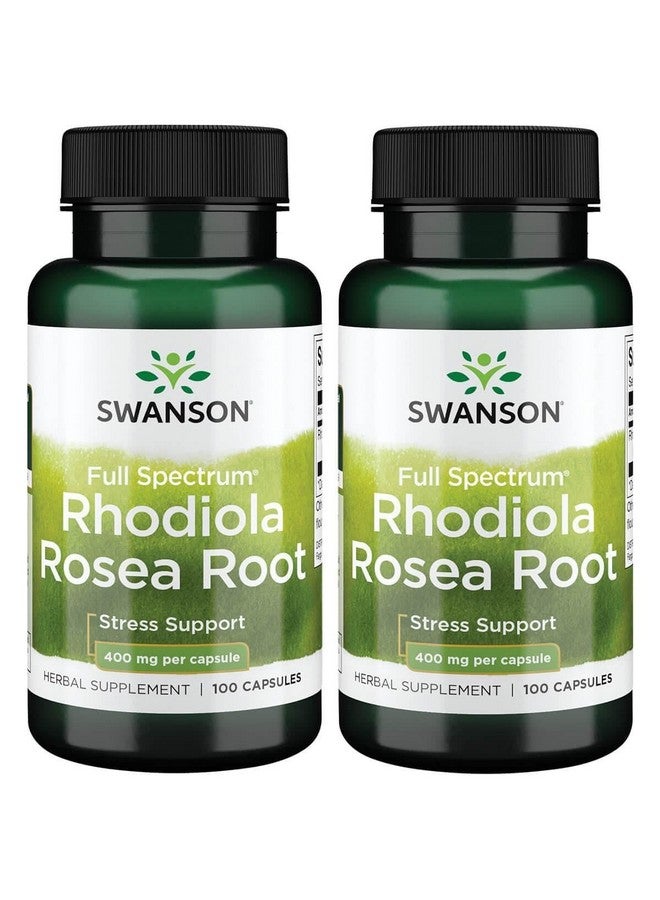Swanson Rhodiola Rosea Root - Adaptogenic Herb Supplement Promoting Mood Balance & Stress Support - Natural Formula for Energy Support - (100 Capsules, 400mg Each) (2 Pack)