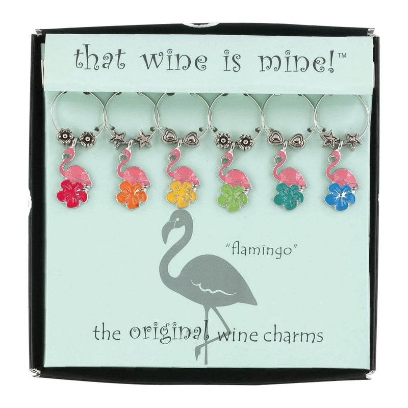 Wine Things Flamingo Wine Charms Zinc Alloy Wine Glass Tags for Stem Glasses Drink Markers Identifiers for Parties Tastings and Entertaining Multicolor Set of 6