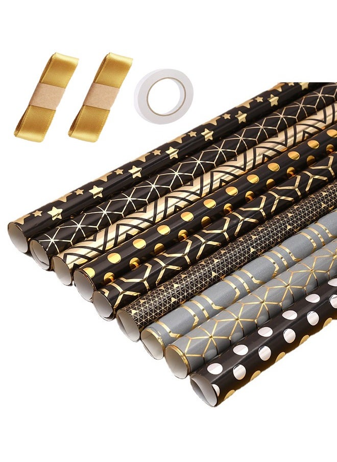 Zeemey 9 Sheets Gift Wrapping Paper With Accessories,Holiday Gift Wrapping Paper,Birthday Gift Box Gift Wrapping DIY, Gift Wrapping Paper for Birthday, Holiday, Wedding, Party,Kids Gift Wrapping (70cmX50cm)  - Image 1