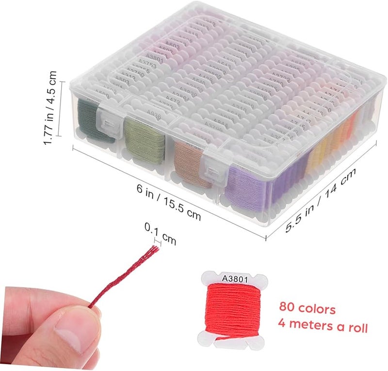 مجموعة خيوط التطريز 80 لونًا للحرف اليدوية والخياطة والتطريز المتقاطع - Image 3