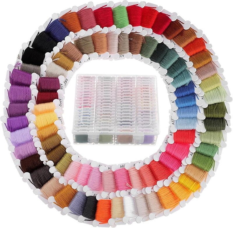 مجموعة خيوط التطريز 80 لونًا للحرف اليدوية والخياطة والتطريز المتقاطع - Image 1