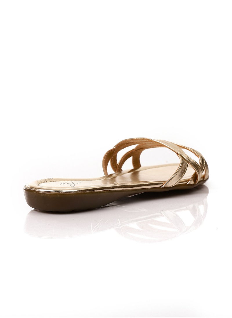 Mr.joe Slip On Casual Metallic Cut Out Slippers - Gold  - Image 3