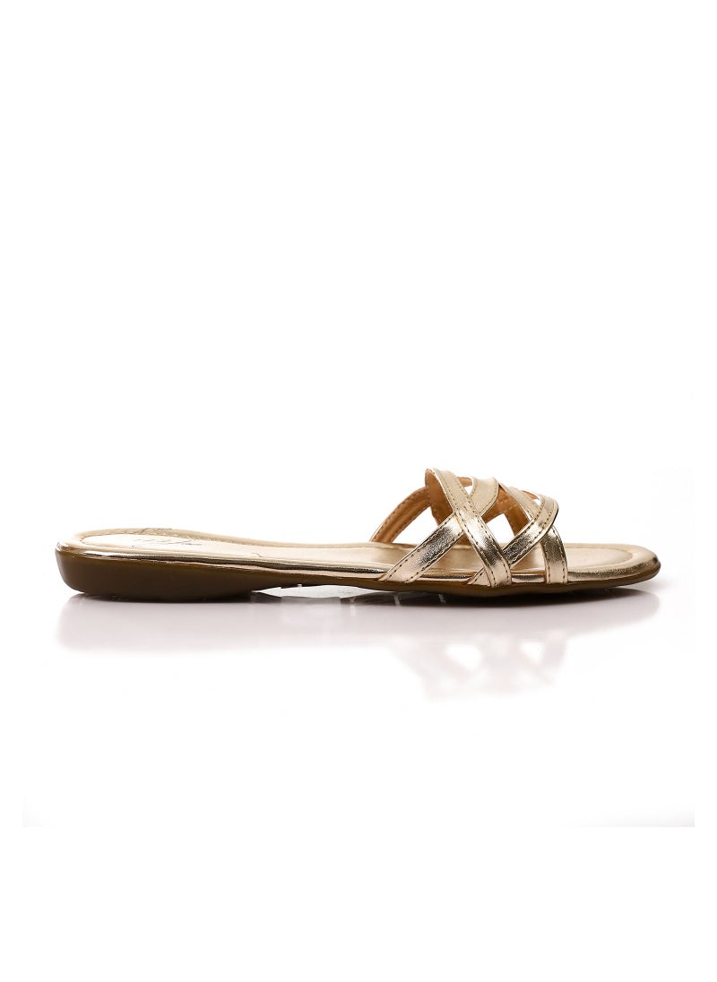 Mr.joe Slip On Casual Metallic Cut Out Slippers - Gold  - Image 2
