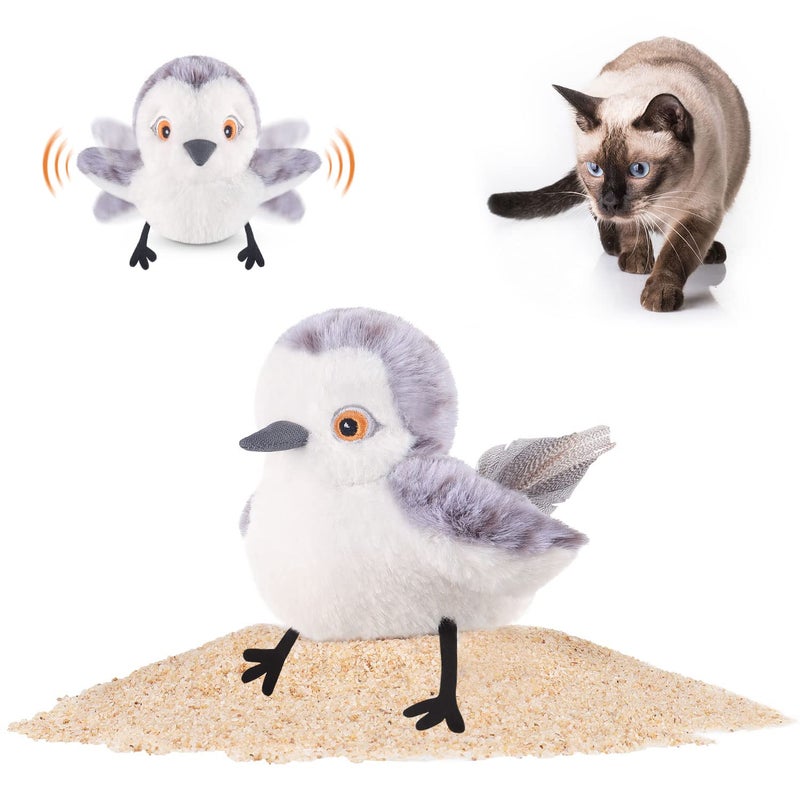 Potaroma Cat Toys Flapping Bird No Flying Lifelike Sandpiper Chirp Tweet Rechargeable Touch Activated Kitten Toy Interactive Cat Exercise Toys for All Breeds Cat Kicker Catnip Toys 40 - Image 2