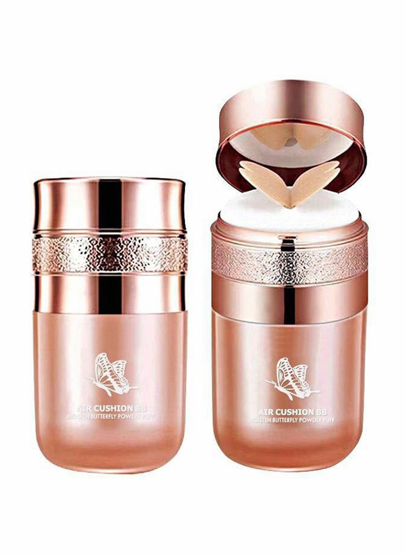 SYOSI Butterfly Cushion BB Cream, Air Cushion CC Cream, Moisturizing Concealer Makeup Base Primer BB Liquid Foundation, Easy to use (Lvory White+Natural Skin Color)  - Image 1