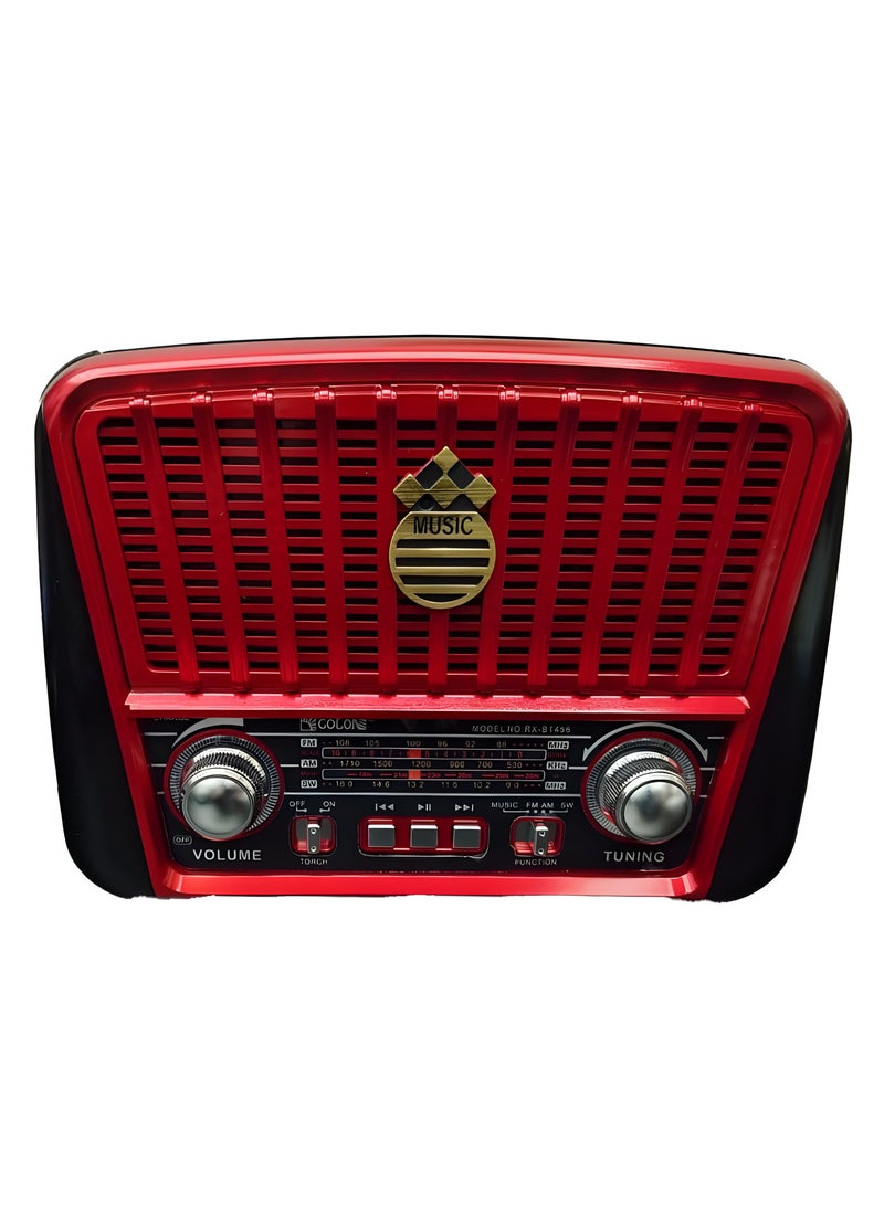 راديو GOLON RX-BT456 – راديو AM/FM/SW 3 نطاقات، مشغل موسيقى USB/TF/بلوتوث، بطارية قابلة للشحن-احمر - Image 1