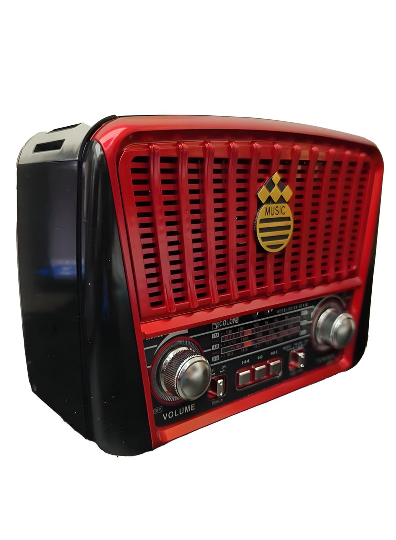 راديو GOLON RX-BT456 – راديو AM/FM/SW 3 نطاقات، مشغل موسيقى USB/TF/بلوتوث، بطارية قابلة للشحن-احمر - Image 3