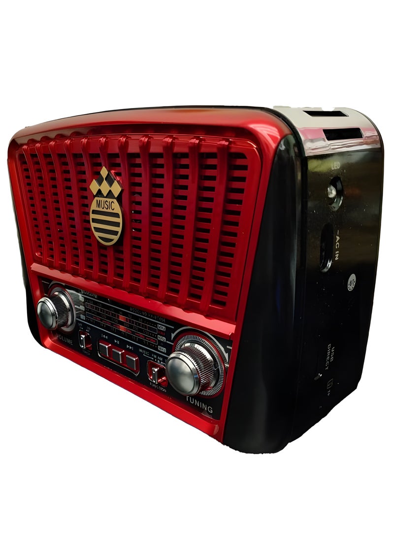 راديو GOLON RX-BT456 – راديو AM/FM/SW 3 نطاقات، مشغل موسيقى USB/TF/بلوتوث، بطارية قابلة للشحن-احمر - Image 4