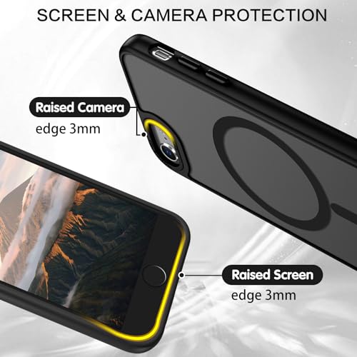 BENTOBEN Magnetic for iPhone SE Case, iPhone SE 2022/3rd/2020/2nd gen iPhone 8/7 Phone Case 4.7", [Compatible with Magsafe] Translucent Matte Slim Thin Shockproof Women Men Protective Cover, Black - Image 5