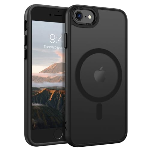 BENTOBEN Magnetic for iPhone SE Case, iPhone SE 2022/3rd/2020/2nd gen iPhone 8/7 Phone Case 4.7", [Compatible with Magsafe] Translucent Matte Slim Thin Shockproof Women Men Protective Cover, Black - Image 1