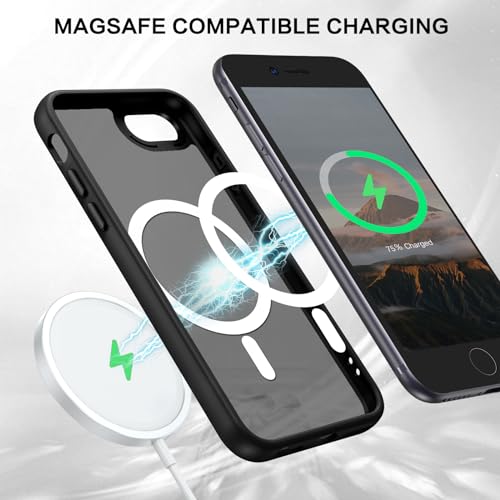 BENTOBEN Magnetic for iPhone SE Case, iPhone SE 2022/3rd/2020/2nd gen iPhone 8/7 Phone Case 4.7", [Compatible with Magsafe] Translucent Matte Slim Thin Shockproof Women Men Protective Cover, Black - Image 4