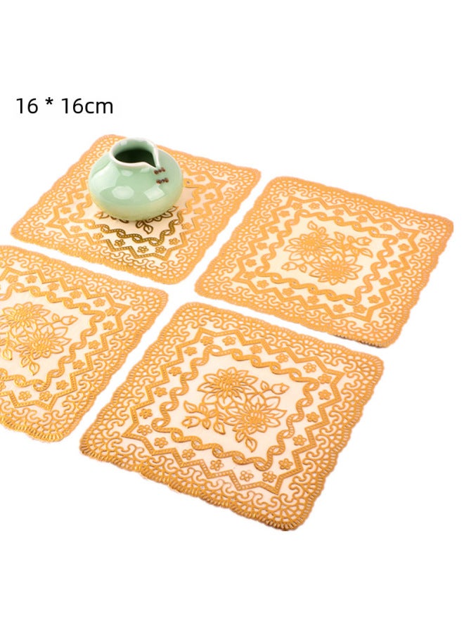 16cm Round Bronzing Coaster Mat European Style Table Lamp Mat Lotus 16cm Table Mat PVC Lace Gift Mat-Color:Round Silver Lotus-Specifications:16cm  - Image 2