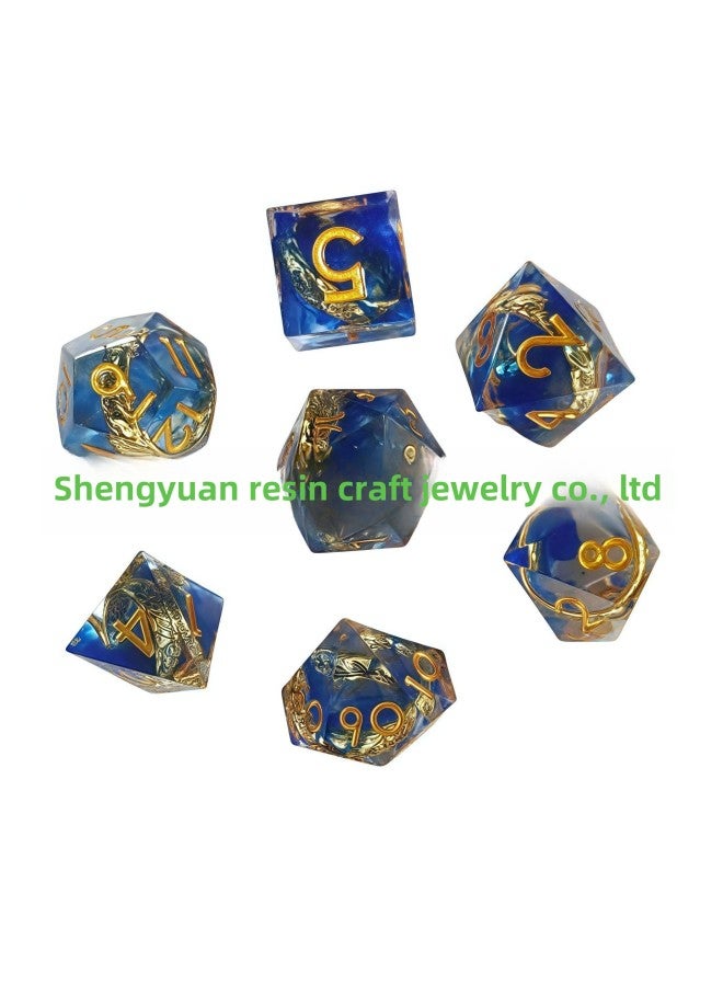 Direct DND Table Tour Dungeons And Dragons COC Running Group TRPG Kulu Embedded Dice Dice Method Suit-Color:Inlaid Ring With Blue Gold Lettering  - Image 1