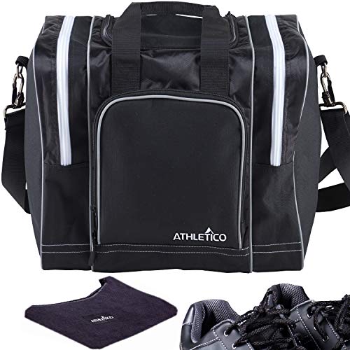 Athletico Bowling Bag & Seesaw Polisher Bundle - Single Ball Tote Bag With Padded Ball Holder - Fits a Single Pair of Bowling Shoes Up to Mens Size 14 (Black) - Image 1