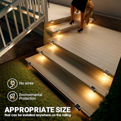 SOLPEX Solar Fence Lights Outdoor 16 Pack, Solar Step Lights Waterproof Led Solares Light for Outdoor Stairs, Deck, Fence, Yard, Patio, and Balcony(Warm White) - Image 3