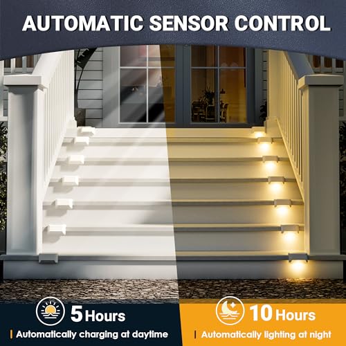SOLPEX Solar Fence Lights Outdoor 16 Pack, Solar Step Lights Waterproof Led Solares Light for Outdoor Stairs, Deck, Fence, Yard, Patio, and Balcony(Warm White) - Image 2