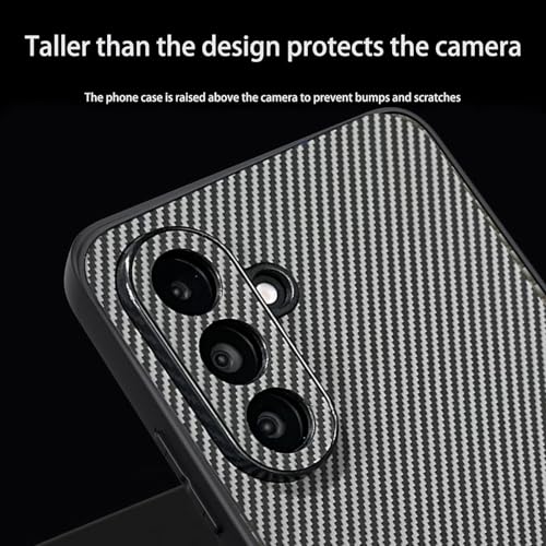 DIZORO Carbon Fiber Case for Samsung Galaxy A56 5g Fusion 5g Smooth Touch Rubber Phone Cases Non-Slip, Camera Protection Fingerprint Resistant Full Body Protective Shockproof Back Cover - Light Grey - Image 2