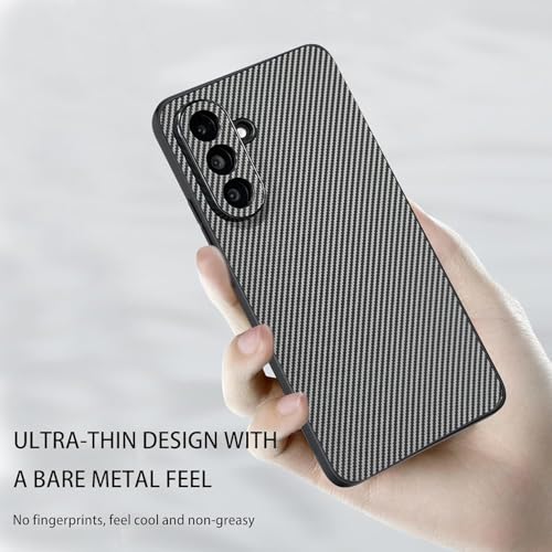 DIZORO Carbon Fiber Case for Samsung Galaxy A56 5g Fusion 5g Smooth Touch Rubber Phone Cases Non-Slip, Camera Protection Fingerprint Resistant Full Body Protective Shockproof Back Cover - Light Grey - Image 5
