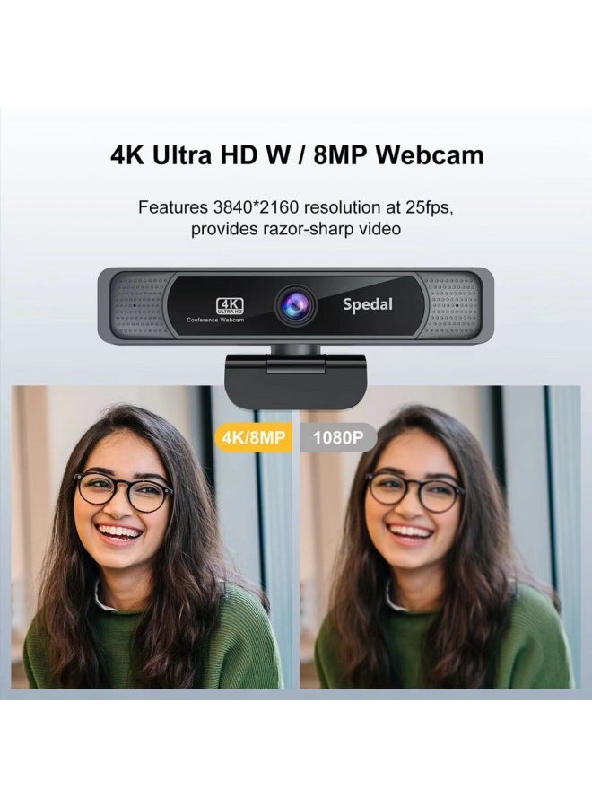 Spedal 4K Ultra-high-definition Camera Built-in AI Noise Reduction Dual Microphones Can Be Remotely Controlled 120 ° Wide-angle Zoom-Color:Black - Image 3