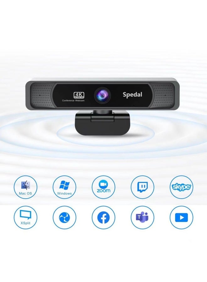 Spedal 4K Ultra-high-definition Camera Built-in AI Noise Reduction Dual Microphones Can Be Remotely Controlled 120 ° Wide-angle Zoom-Color:Black - Image 5