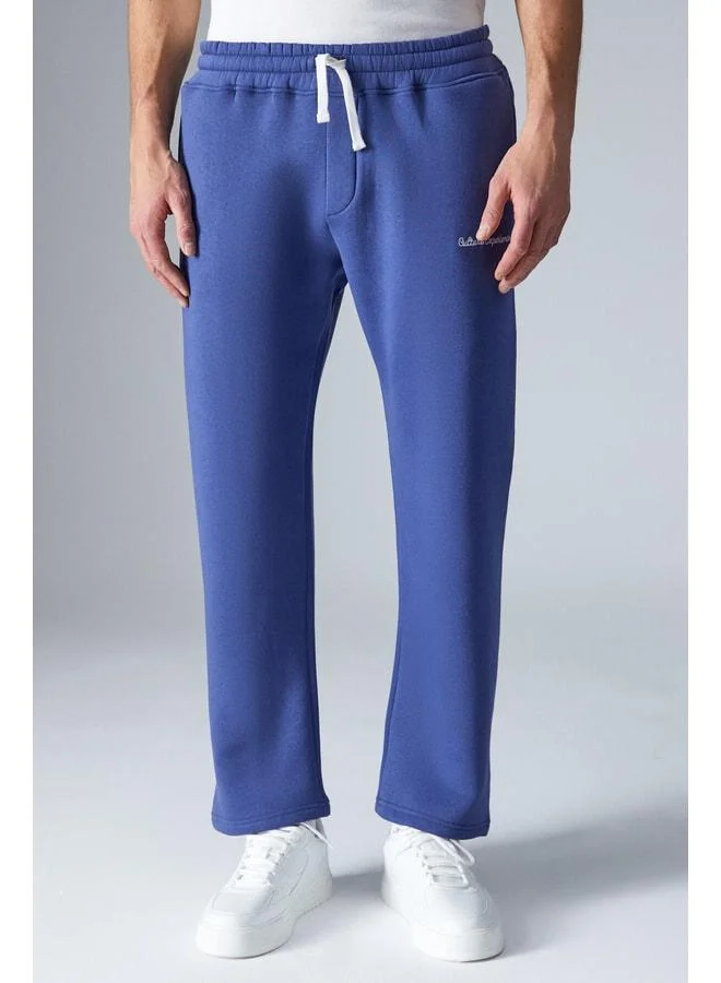 GRIMELANGE Wisconsin Men's Organic Fleece Fabric Dark Blue Sweatpants.
