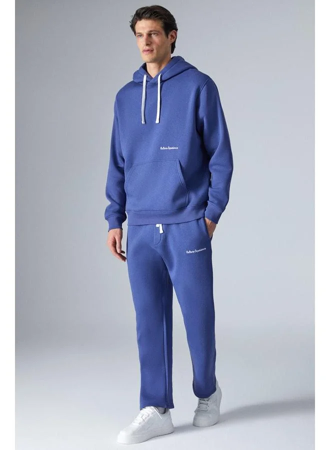 GRIMELANGE Wisconsin Men's Organic Fleece Fabric Dark Blue Sweatpants.