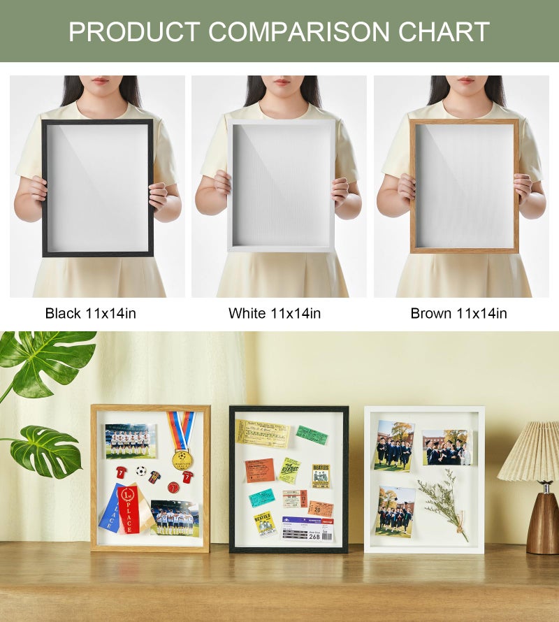RTZQQIN 11x14 Shadow Box Display Case Picture Frame with Soft Linen Back, Large Deep Black Shadow Box 11x14 for Flowers Medal Display Case Jersey pet Graduation Memorabilia Baby Ltems Crafts Photos - Image 5