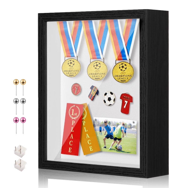 RTZQQIN 11x14 Shadow Box Display Case Picture Frame with Soft Linen Back, Large Deep Black Shadow Box 11x14 for Flowers Medal Display Case Jersey pet Graduation Memorabilia Baby Ltems Crafts Photos - Image 1