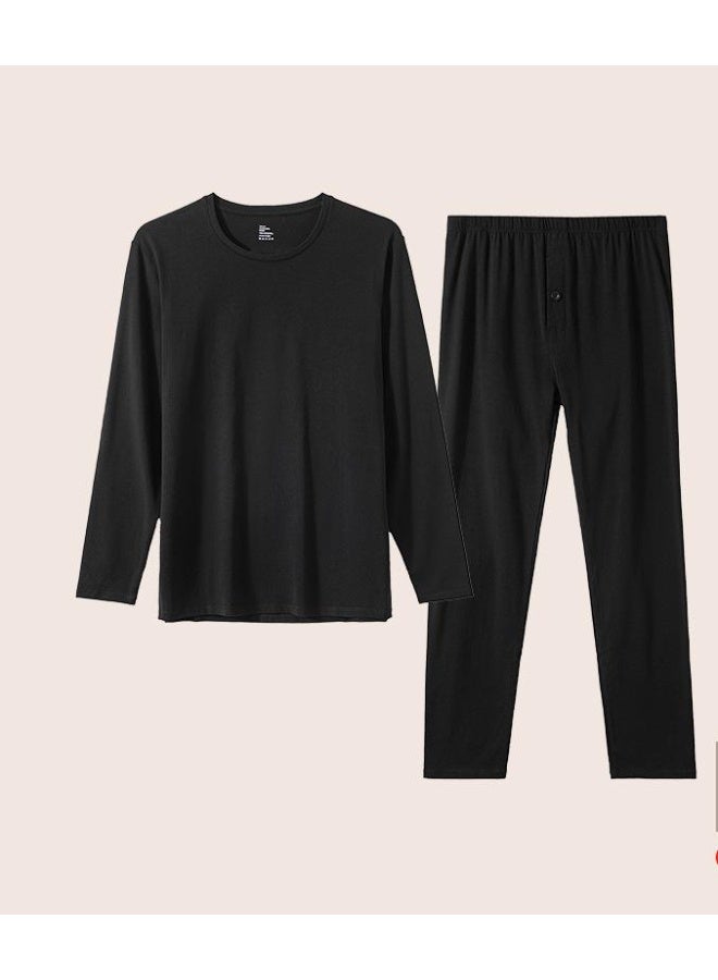 NIBEMINENT Men's round Ne Thermal Underwear Set Casual Long Sve Long Pants for Autumn Winter Workouts Comfortable Fit Innerwear Set - Image 1