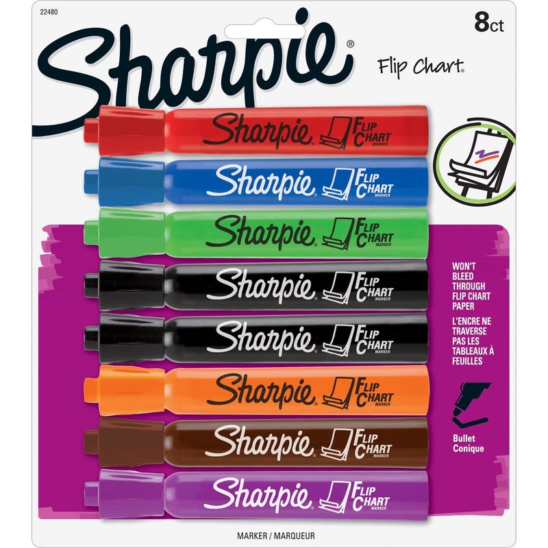 Sharpie ماركر شاربى 22480PP لكتابة على اللوحات، نقطة دائرية، 8/عبوة، متنوعة - Image 1