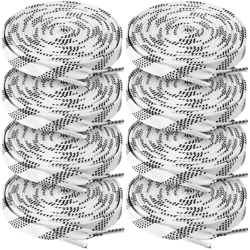 Yingzhao 4 Pairs Waxed Hockey Skate Laces 108" Hockey Laces Wide Ice Skate Lace Strap Ice Sports Accessories for Roller Skates Boots Adults Youth (White) - Image 1