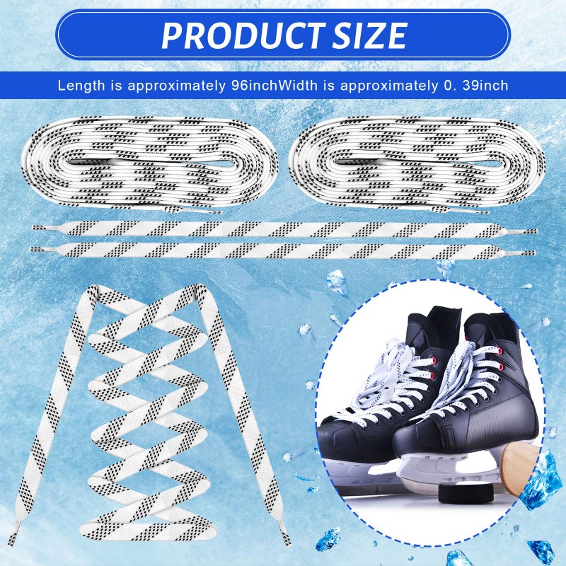 Yingzhao 4 Pairs Waxed Hockey Skate Laces 108" Hockey Laces Wide Ice Skate Lace Strap Ice Sports Accessories for Roller Skates Boots Adults Youth (White) - Image 2