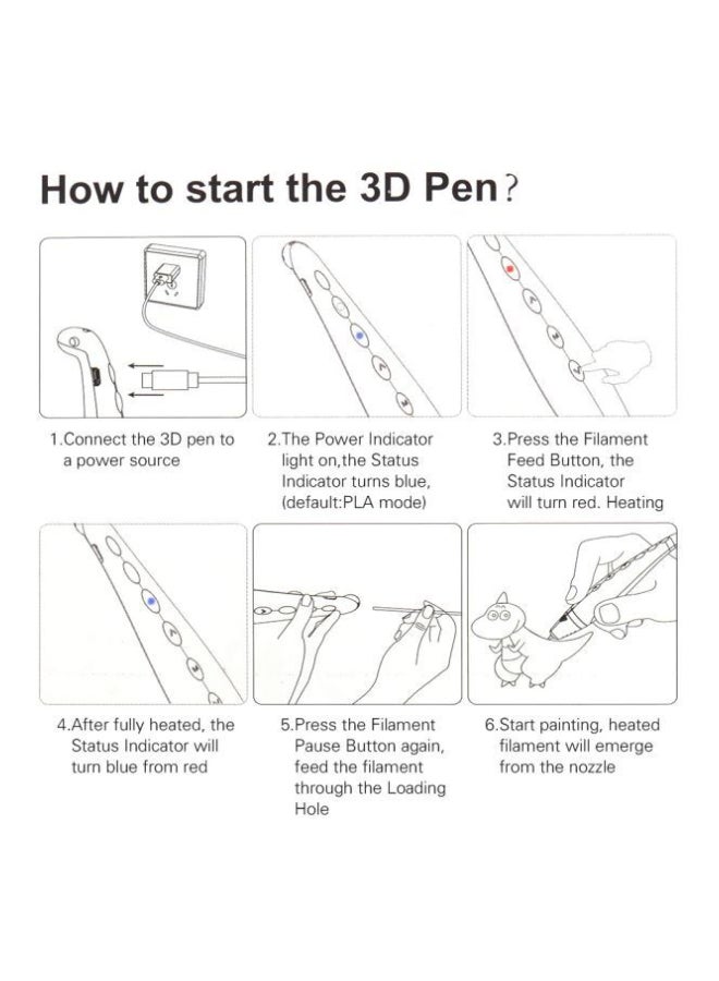 NIBEMINENT Dinosaur Shaped 3D Printing Pen With Accessories Orange/Black - Image 5
