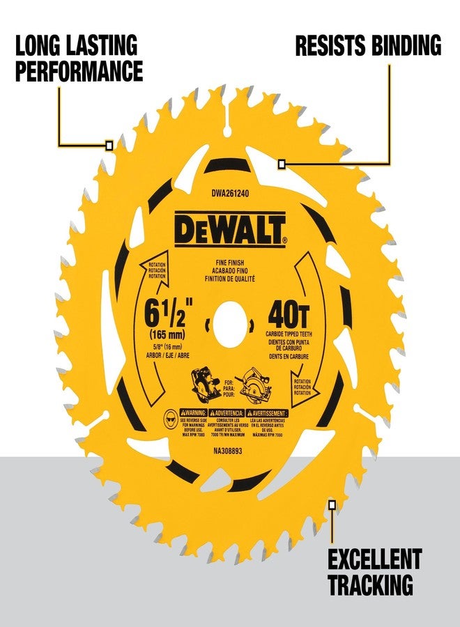 DEWALT 6-1/2 in. 40T Circular Saw Blade (DWA261240) - Image 2