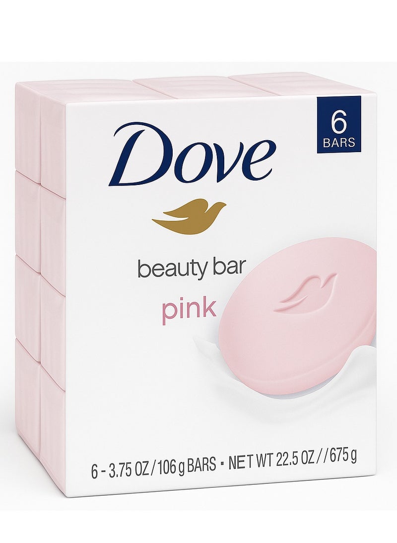 دوف صابون تجميلي وردي – عبوة 6 قطع – للعناية بالبشرة – مناسب لجميع أنواع البشرة