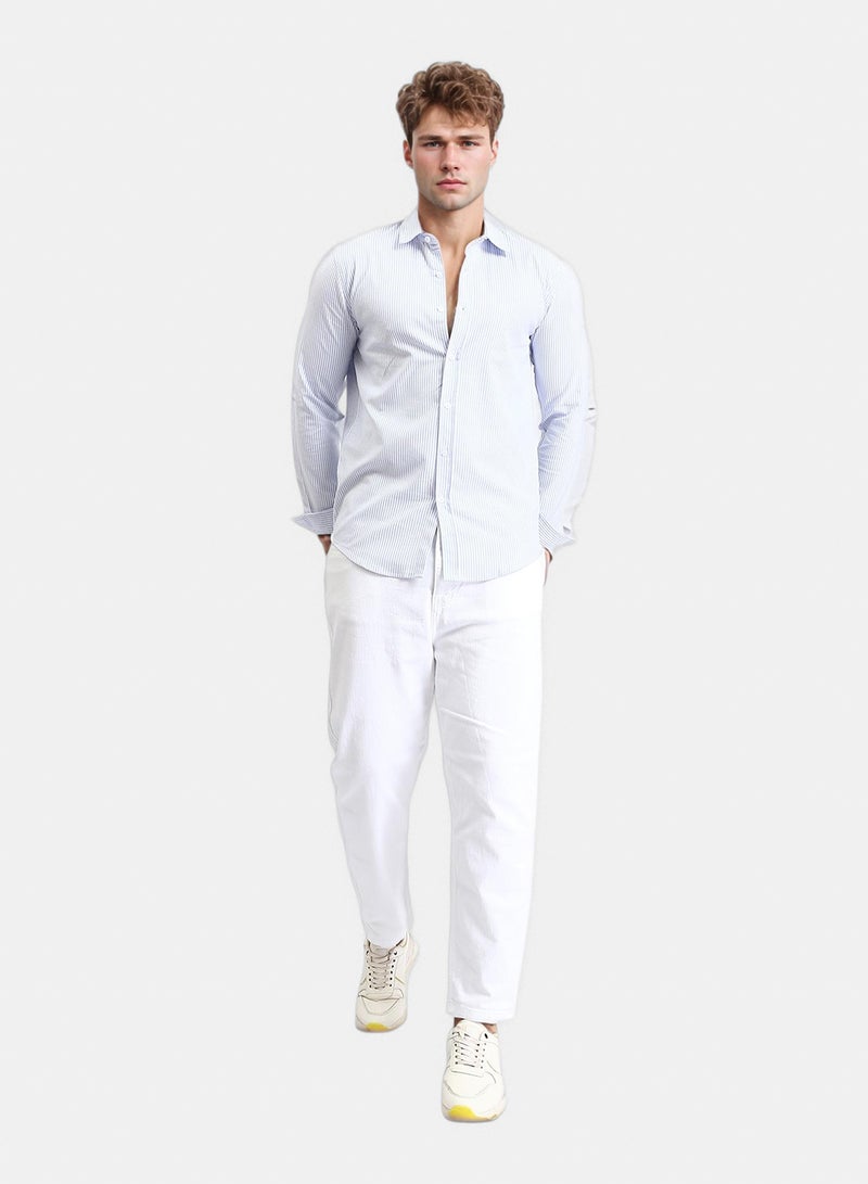 RAVIN Men Pencil Stripes Long Sleeves Shirt - Image 4