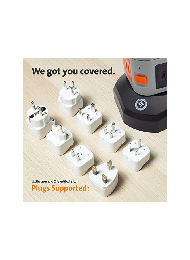 Smart Design Solutions Smart Design Solutions Vertical Extension Cord & Universal Power Tower: 5-15m Multi-Socket Cable, Surge Protector with USB-C, USB Ports, Type-C Charger, and Electric Plug for Home or Office Use  - Image 5