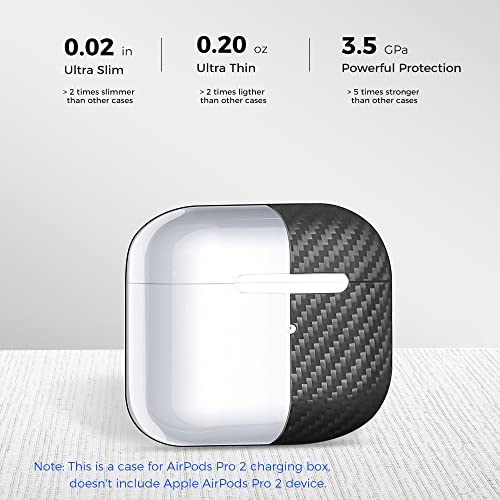 MONOCARBON Real Carbon Fiber Case for AirPods Pro 2nd Generation 2022 with Stripes Lanyard | Slim & Durable Cover for AirPods Pro 2 Accessories | Support Wireless Charging | Shock-Absorbing Protective - Image 2