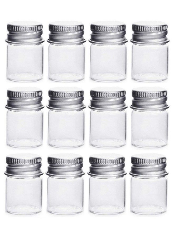 UPSTORE 12Pcs Empty Clear Travel Portable Glass Wish Bottles With Silver Aluminum Cap Essential Oil Powders Cream Ointments Grease Storage Container Jars Cosmetic Makeup Sample Packing Holder(5Ml/0.17Oz) - Image 1