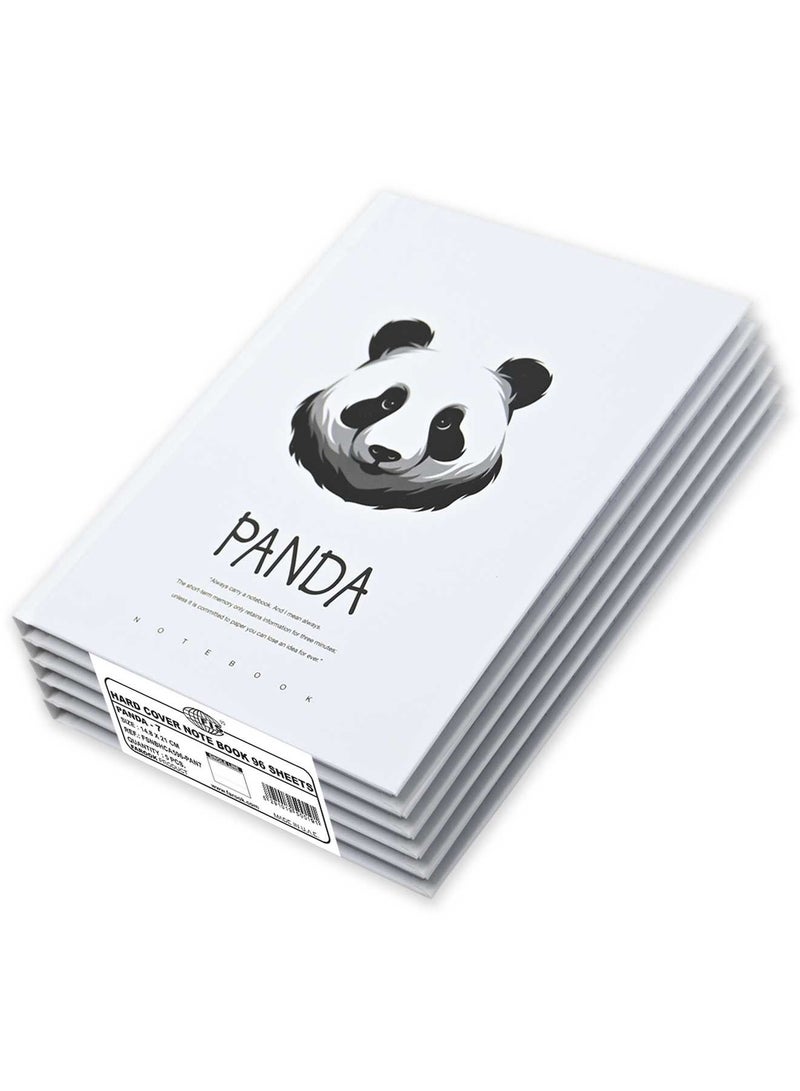 FIS 5 Pieces Hard Cover Notebook 96 Sheets A5 Panda Design - Image 1