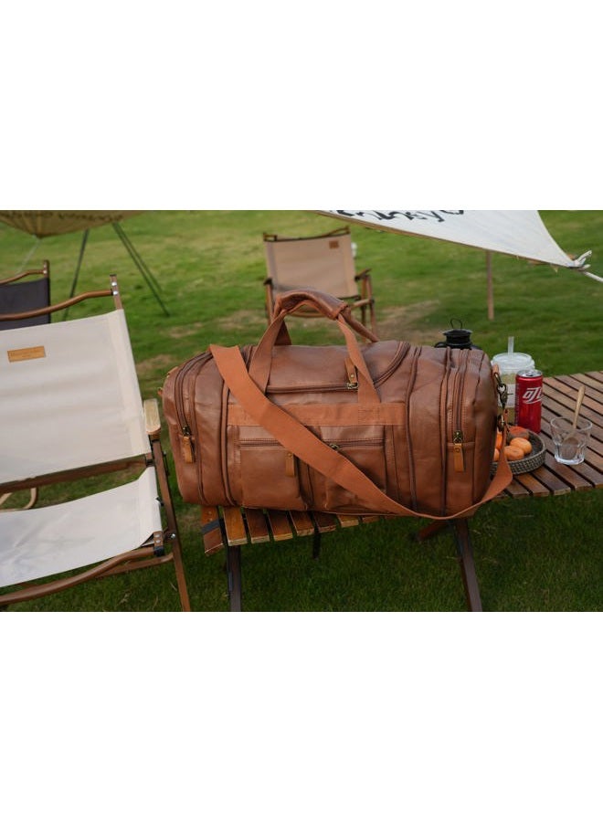 BAOSHA Leather Travel Duffel Weekender Bag Carry on Overnight Bag Sports Duffel bag For men and Women HB-21 (Brown) - Image 5