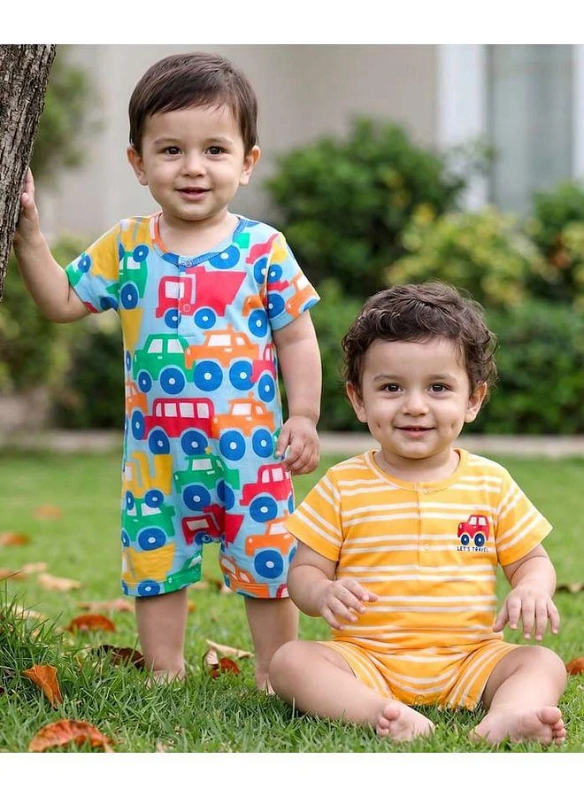 بيبي هاج بيبي هاغ رومبرات بطبعة سيارات (قطعتين) - ألوان متعددة