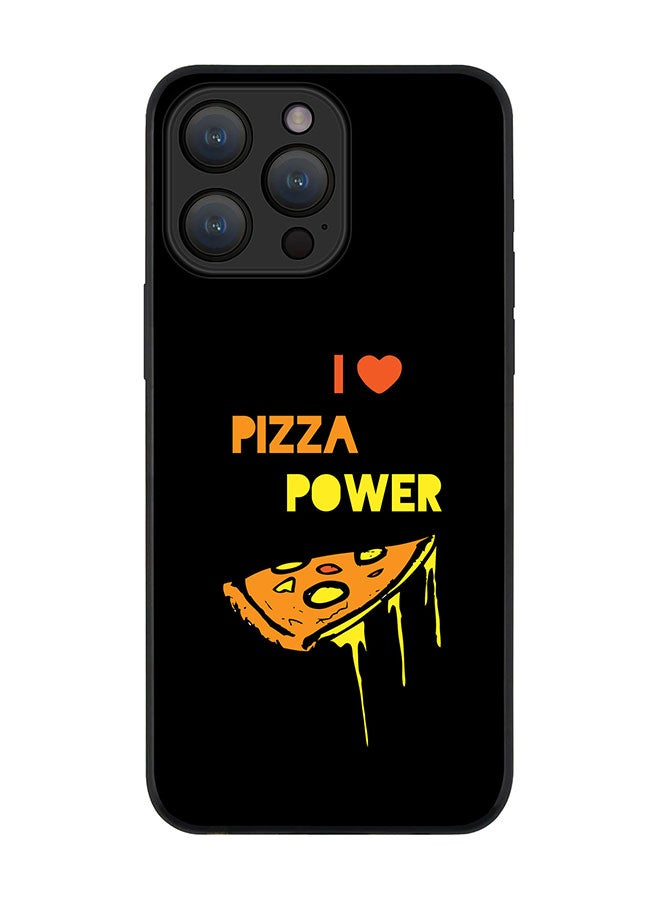 Stylizedd Cover for iPhone 15 Pro Max Case Rugged Black Slim fit Soft Flexible Anti Drop TPU Gel Thin Protective Phone Cases - I Love Pizza (Black) - Image 1