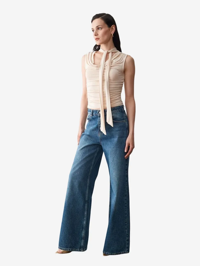 ديلفين DILVIN Sleeveless Cowl Neck Jersey Blouse