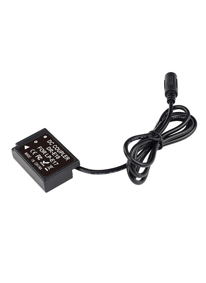 ANDOER - DR-E18 LP-E17 Dummy Battery Pack Coupler Adapter with DC Male Connector for Canon 200D/ 800D/ 760D/ 750D/ 77D/ M6/ M5 /Rebel T7i T6s T6i 8000D X8i/ SL3/250D/X10 - Image 1