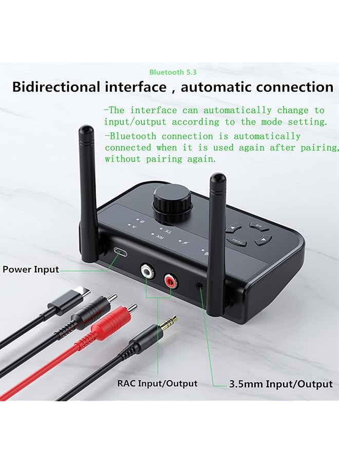 SYOSI Bluetooth 5.3 Audio Adapter, 2 In 1 Bluetooth Wireless Aux Receiver 1 Drag 2 For Tv, Cd, Wireless Music Transmitter For Headphones Speakers Car Tablet Home Stereo System - Image 2