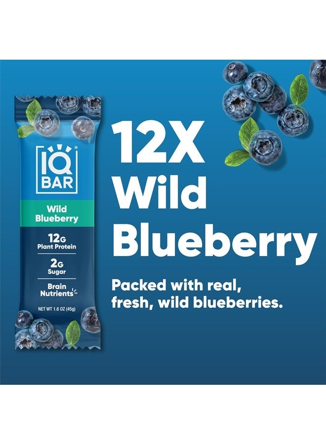 IQBAR Brain and Body Plant Protein Bars - Wild Blueberry - 12 Count, Low Carb, High Fiber, Gluten Free, Healthy Vegan Snacks - Low Sugar Keto Bar Pack  - Image 3