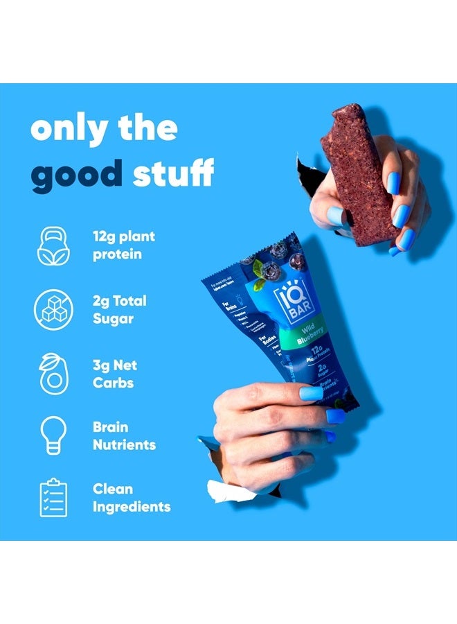 IQBAR Brain and Body Plant Protein Bars - Wild Blueberry - 12 Count, Low Carb, High Fiber, Gluten Free, Healthy Vegan Snacks - Low Sugar Keto Bar Pack  - Image 5