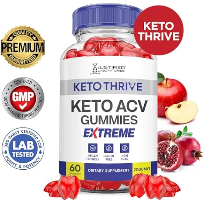 Justified Laboratories (3 Pack Keto Thrive Keto ACV Gummies Extreme 2000MG Keto Thrive Keto Gummies Apple Cider Vinegar Formulated with Pomegranate Beet Juice Powder B12 Vegan Non GMO 180 Gummys - Image 3